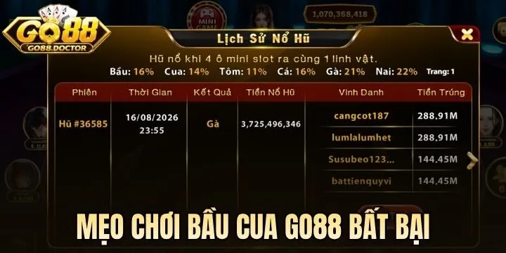 Gợi ý cách chơi Bầu Cua Go88 không bao giờ lỗ