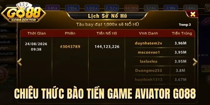 Chiêu thức bào tiền từ Aviator Go88