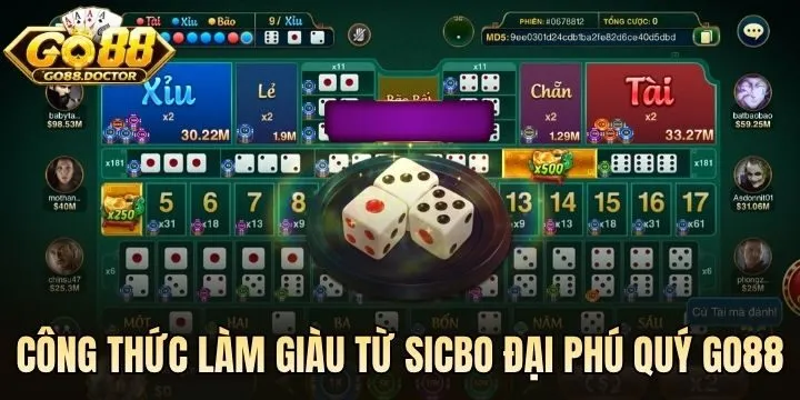 Công thức săn thưởng Sicbo Đại Phú Quý Go88 với vốn 50K