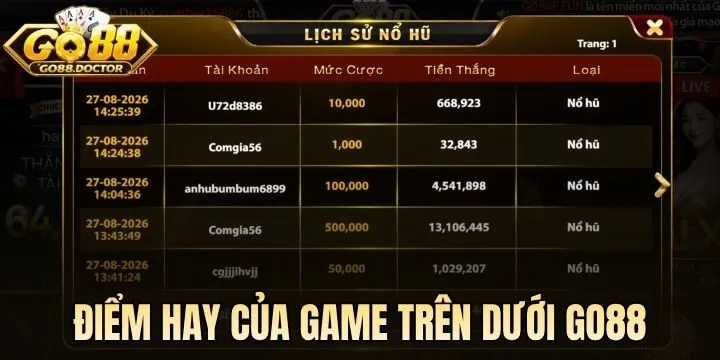 Điểm hay của game Trên Dưới Go88