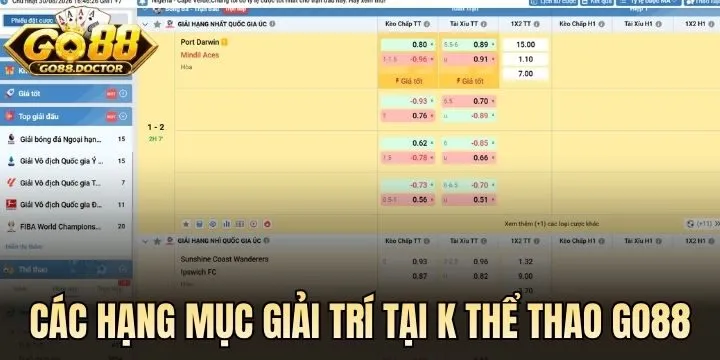 Hạng mục giải trí tại K Thể Thao Go 88
