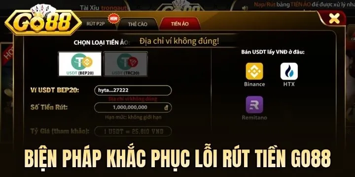 Biện pháp khắc phục lỗi rút tiền Go88 hay gặp