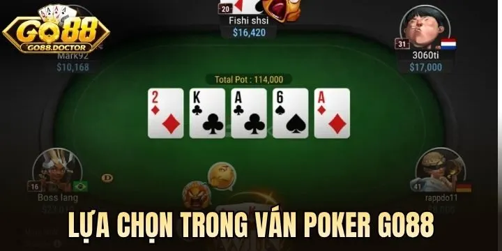 Lựa chọn của người chơi trong vòng cược Poker Go88