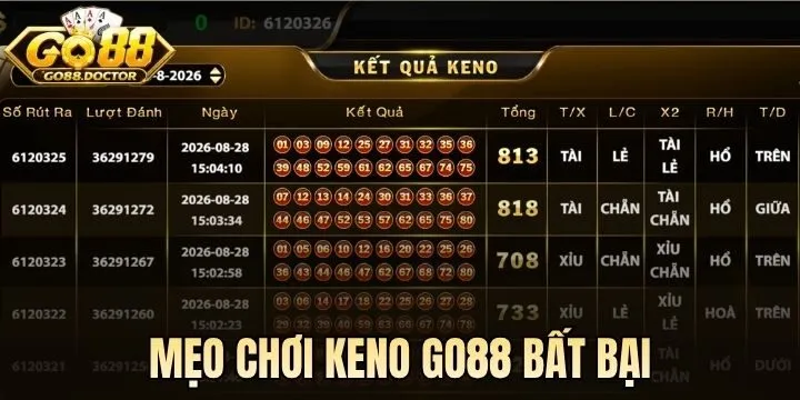 Mẹo tối ưu cơ hội thắng Keno Go88
