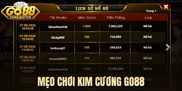 Mẹo bắt nhịp vòng quay Kim Cương Go88