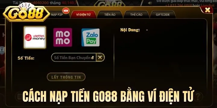 Quy trình nạp tiền Go88 chi tiết với từng phương thức