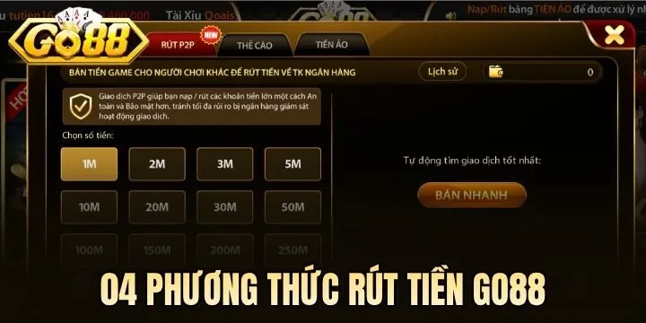 Những cách rút tiền Go88 mới nhất 2026